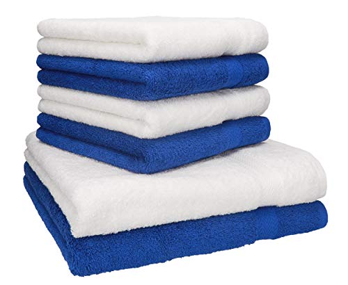 Betz 6-TLG. Handtuch-Set Premium 100% Baumwolle 2 Duschtücher 4 Handtücher Farbe weiß und blau von Betz
