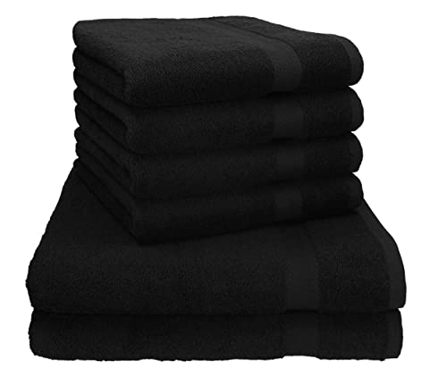 Betz Premium Handtuch-Set - 6 teiliges Handtücher-Set - 2X Duschtücher - 4X Handtücher - 50x100 cm - schwarz von Betz