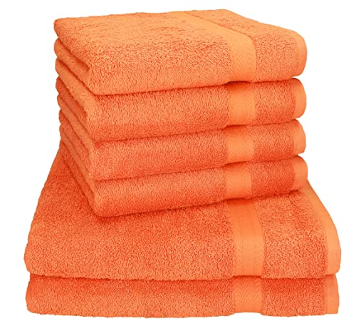 Betz Premium Handtuch-Set - 6 teiliges Handtücher-Set - 2X Duschtücher - 4X Handtücher - 50x100 cm - orange von Betz