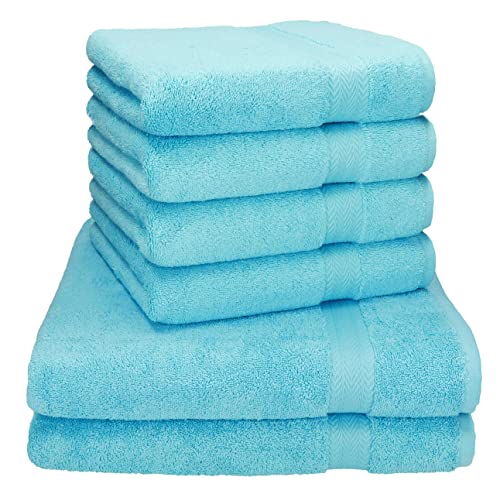 Betz Premium Handtuch-Set - 6 teiliges Handtücher-Set - 2X Duschtücher - 4X Handtücher - 50x100 cm - türkis von Betz