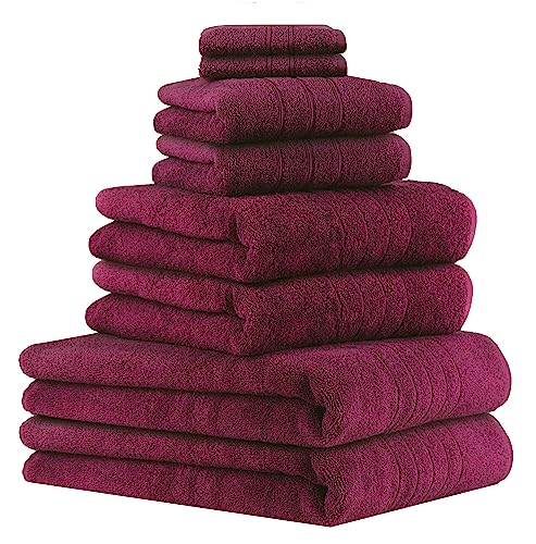 Betz 8er Set Handtücher Handtuch Deluxe 100% Baumwolle 2 Badetücher 2 Duschtücher 2 Handtücher 2 Seiftücher Farbe Pflaume von Betz