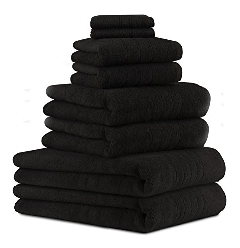 Betz 8er Set Handtücher Handtuch Deluxe 100% Baumwolle 2 Badetücher 2 Duschtücher 2 Handtücher 2 Seiftücher Farbe schwarz von Betz