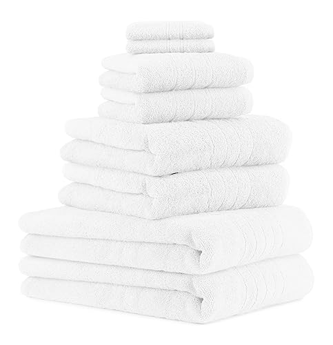 Betz 8er Set Handtücher Handtuch Deluxe 100% Baumwolle 2 Badetücher 2 Duschtücher 2 Handtücher 2 Seiftücher Farbe weiß von Betz