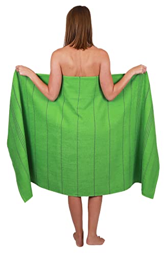 Betz XXL Badetuch - großes Strandtuch - Saunahandtuch aus 100% Baumwolle - Liegetuch - 90x180 cm - Lines - Farbe grün von Betz