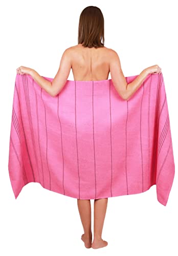 Betz XXL Badetuch - großes Strandtuch - Saunahandtuch aus 100% Baumwolle - Liegetuch - 90x180 cm - Lines - Farbe pink von Betz