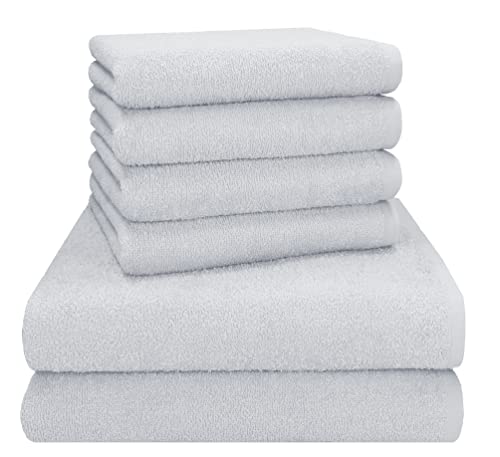 Betz Berlin 6er Set 2X Maxi Duschtuch 100 x 150 cm 4X Handtuch 50 x 100 cm 100% Baumwolle Farbe Silber grau - Berlin von Betz