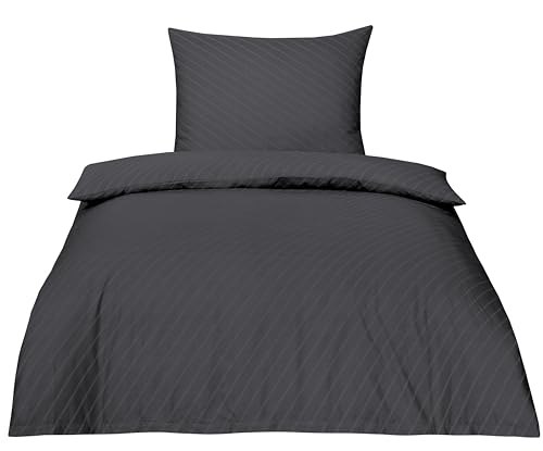 Betz Bettwäsche 100% Baumwolle Elegant 2 teilig - Bettwäsche Set mit Reißverschluss - Größe 155/220 cm + 80/80 cm Farbe Grau Betz Bettwäsche 100% Baumwolle Elegant 2 teilig - Bettwäsche Set mit Reißverschluss - Größe 155/220 cm + 80/80 cm Farbe Grau von Betz