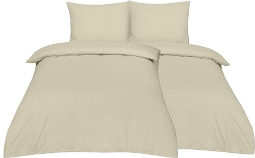Betz Bettwäsche Seersucker 100% Baumwolle 4 teilige Garnitur Set mit Reißverschluss - Bügelfrei - Größe 155/220 cm + 80/80 cm Farbe Perlmutt Betz Bettwäsche Seersucker 100% Baumwolle 4 teilige Garnitur Set mit Reißverschluss - Bügelfrei - Größe 155/220 cm + 80/80 cm Farbe Perlmutt von Betz