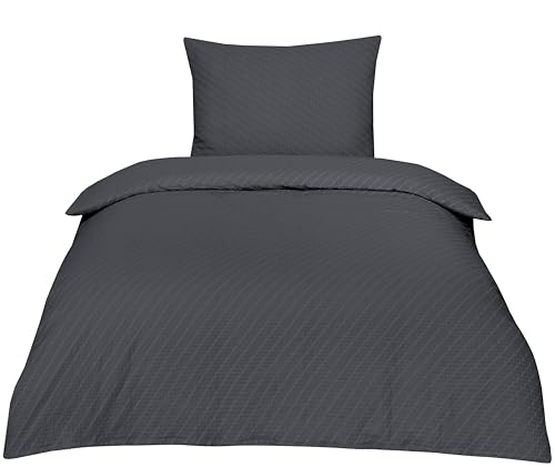 Betz Bettwäsche Seersucker 100% Baumwolle 2 teilige Garnitur Set mit Reißverschluss - Bügelfrei - Größe 155/220 cm + 80/80 cm Farbe Grau Betz Bettwäsche Seersucker 100% Baumwolle 2 teilige Garnitur Set mit Reißverschluss - Bügelfrei - Größe 155/220 cm + 80/80 cm Farbe Grau von Betz