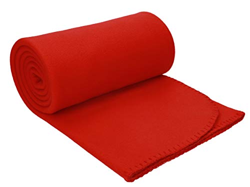 Betz Luxus Fleecedecke Kuscheldecke Wohndecke Farbe rot Größe 130x170 cm Qualität: 180 g/m² von Betz