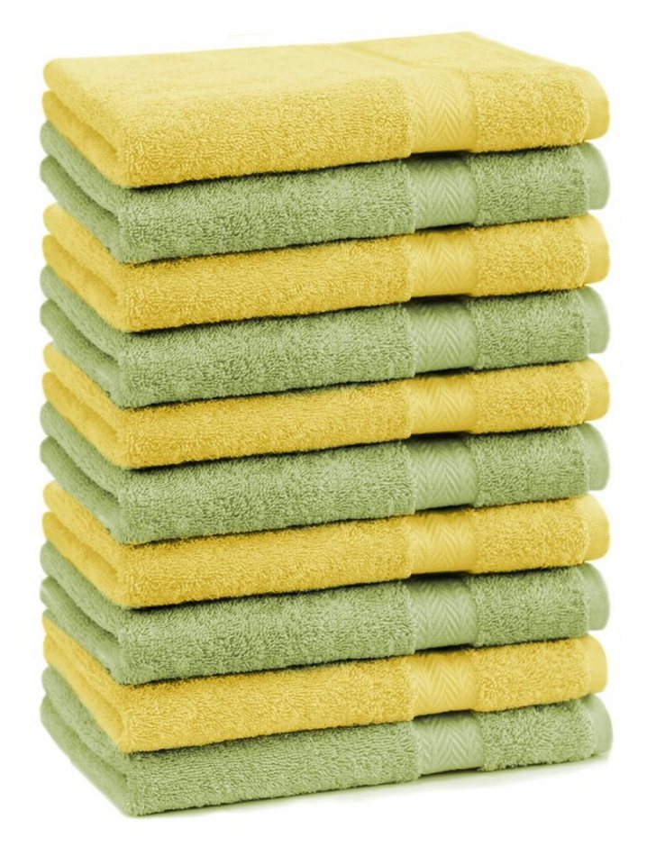 Betz Gästehandtücher »10 Stück Gästehandtücher Premium 100% Baumwolle Gästetuch-Set 30x50 cm Farbe apfelgrün und gelb« von Betz