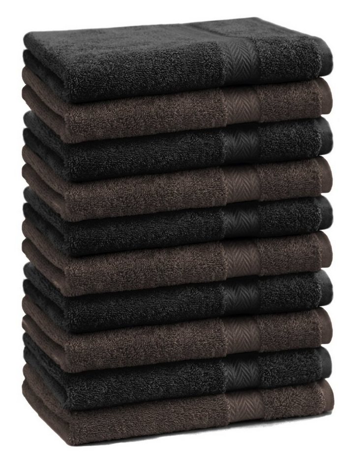 Betz Gästehandtücher 10 Stück Gästehandtücher Premium 100% Baumwolle Gästetuch-Set 30x50 cm Farbe dunkelbraun und schwarz, 100% Baumwolle von Betz