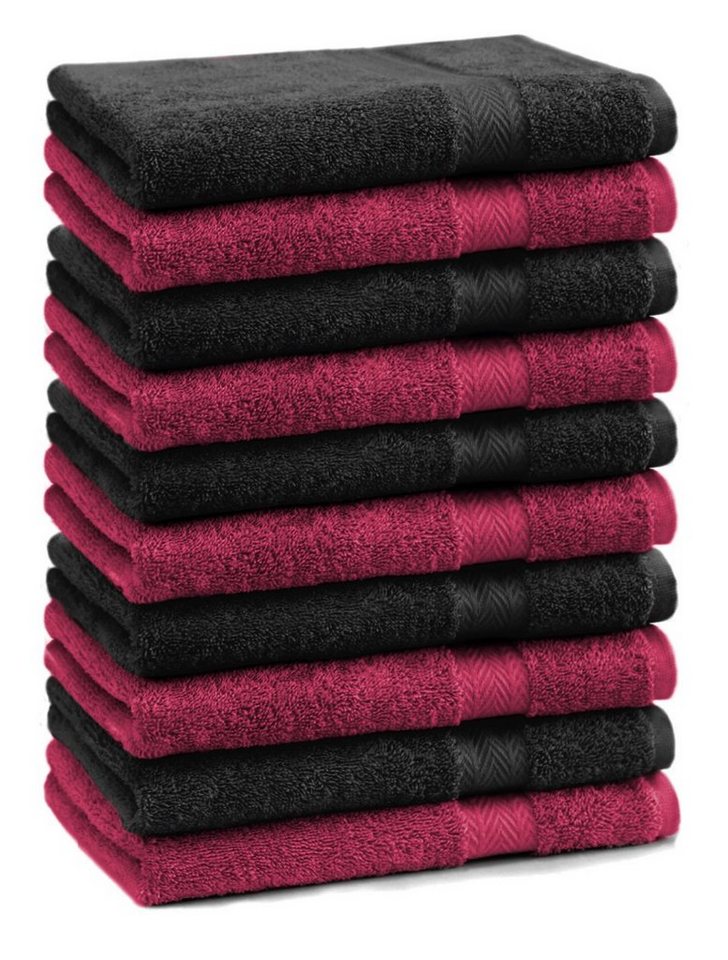 Betz Gästehandtücher »10 Stück Gästehandtücher Premium 100% Baumwolle Gästetuch-Set 30x50 cm Farbe dunkelrot und schwarz« von Betz