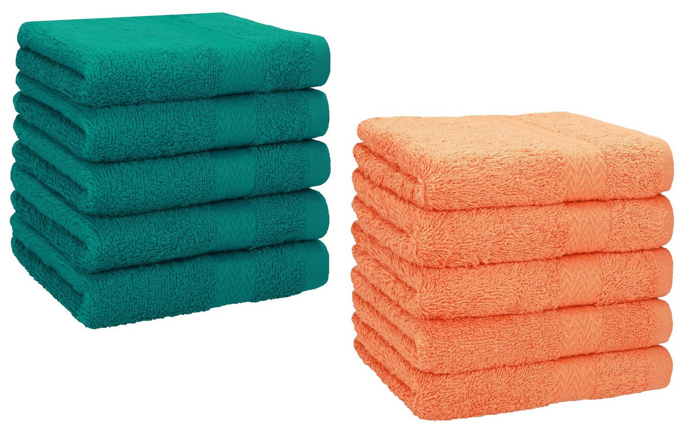 Betz Gästehandtücher 10 Stück Premium 30x50 cm Farbe smaragdgrün und orange, 100% Baumwolle (Set, 10-St) von Betz