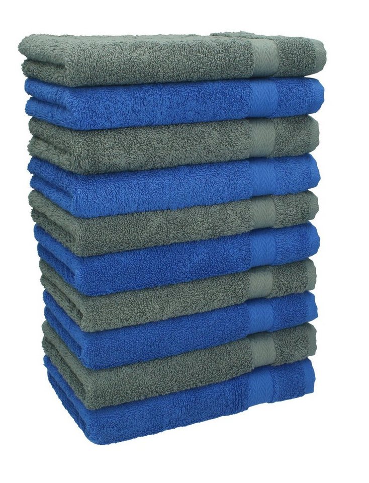 Betz Gästehandtücher 10 Stück Gästehandtücher Premium 100% Baumwolle Gästetuch-Set 30x50 cm Farbe royalblau und anthrazit, 100% Baumwolle von Betz