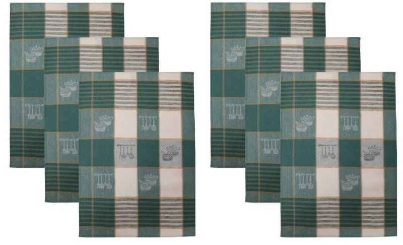Betz Geschirrtuch 6 Stück Halbleinen Geschirrtücher Hungary Motiv KÜCHE Größe 50x70 cm, (Set, 6-tlg., 6 er Set), Farbe Grün von Betz