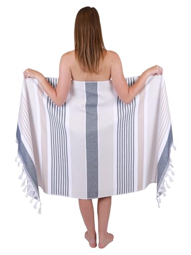 Betz Hamamtuch 1 Stück - 90 x 170 cm - Badetuch - großes Strandtuch - Saunahandtuch aus 100% Baumwolle - Liegetuch Farbe braun von Betz
