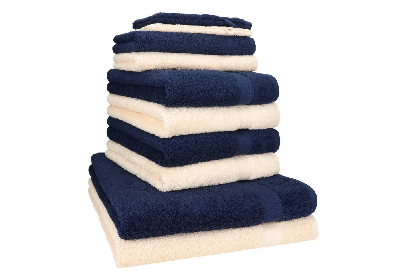 Betz Handtuch Set 10-TLG. Handtuch-Set Premium Dunkelblau & Beige, 100% Baumwolle, (Set, 10-tlg), saugstark und strapazierfähig von Betz