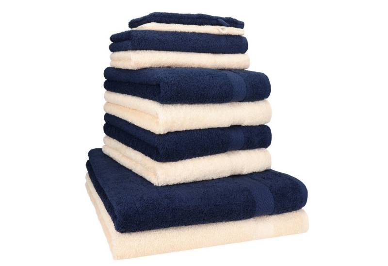 Betz Handtuch Set 10-TLG. Handtuch-Set Premium Dunkelblau & Beige, 100% Baumwolle, (Set, 10-tlg), saugstark und strapazierfähig von Betz