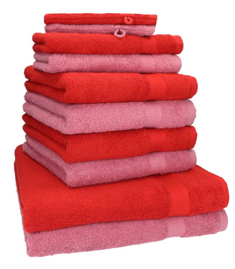 Betz Handtuch Set 10-TLG. Handtuch-Set Premium Farbe Rot & Altrosa, 100% Baumwolle (10-St) von Betz