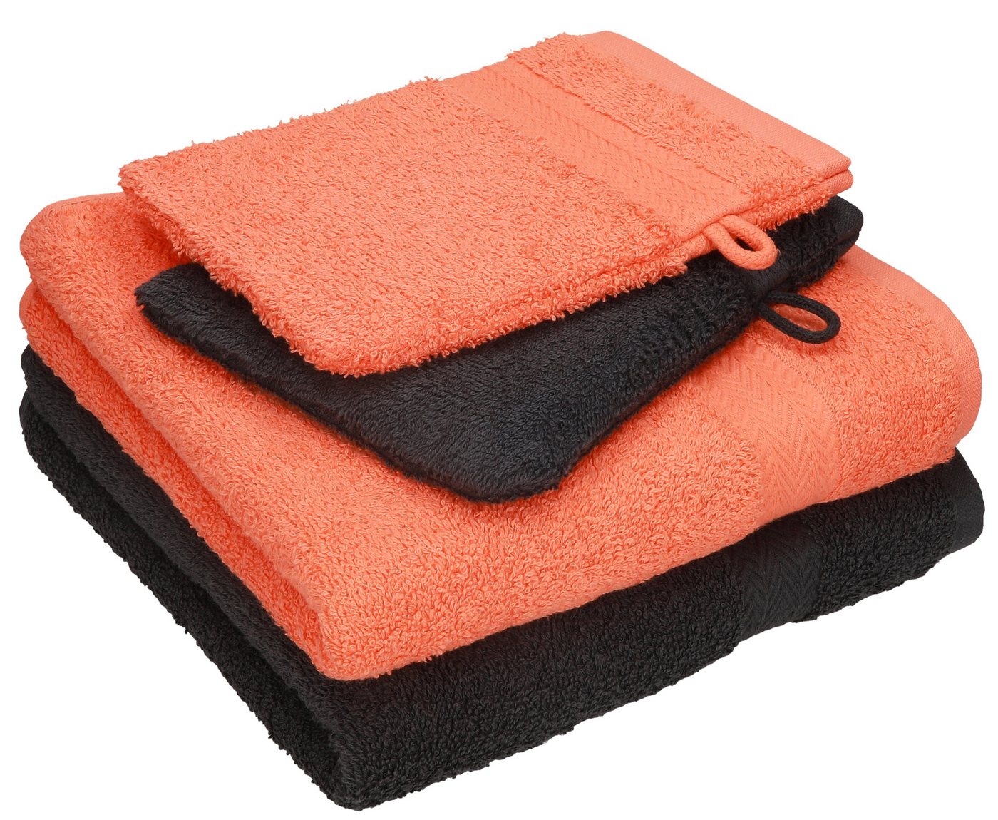 Betz Handtuch Set 4 tlg. Handtuch Set HAPPY Pack 100% Baumwolle 2 Handtücher 2 Waschhandschuhe, 100% Baumwolle von Betz