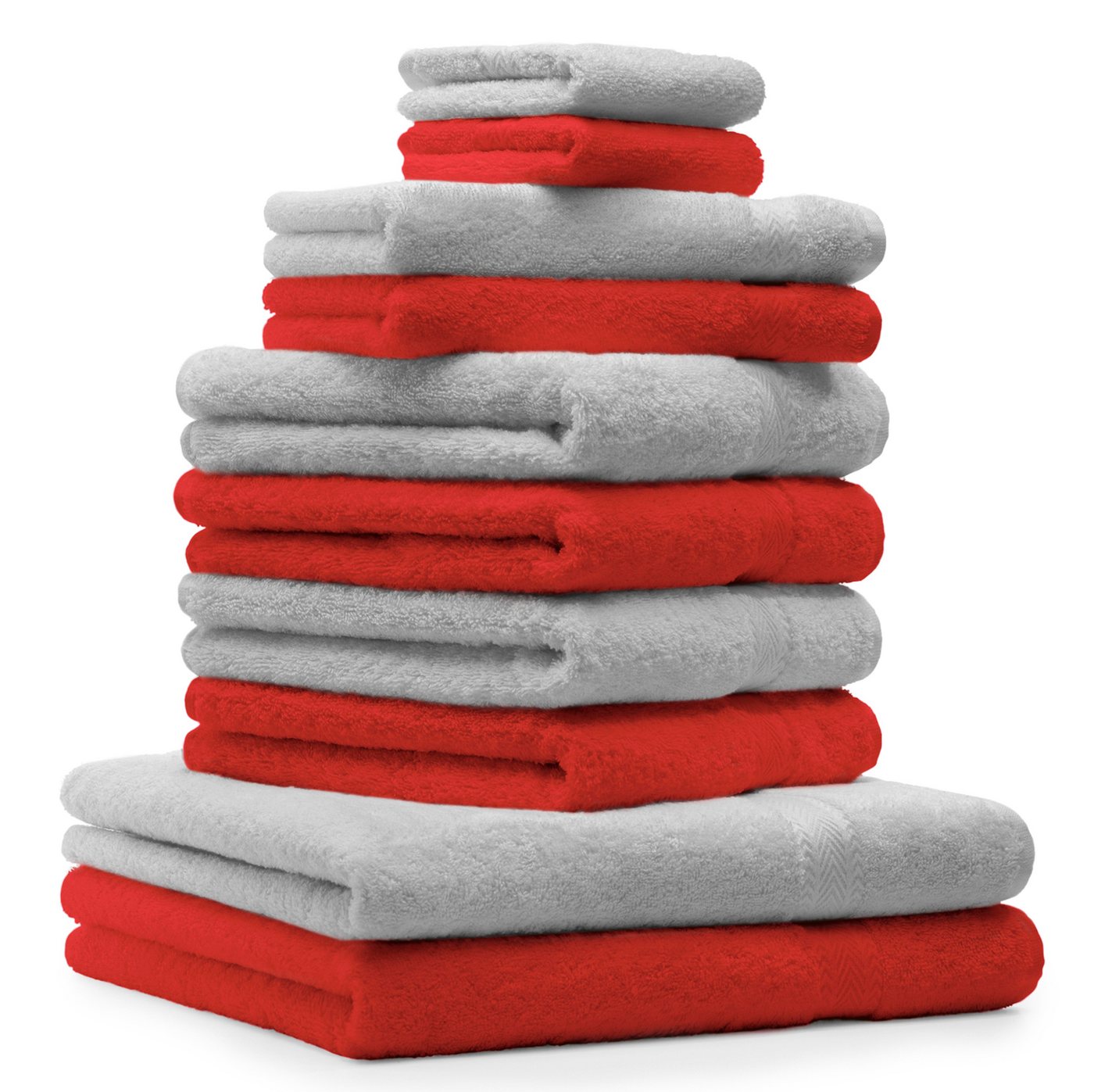 Betz Handtuch Set 10-TLG. Handtuch-Set Classic Farbe rot und silbergrau, 100% Baumwolle von Betz