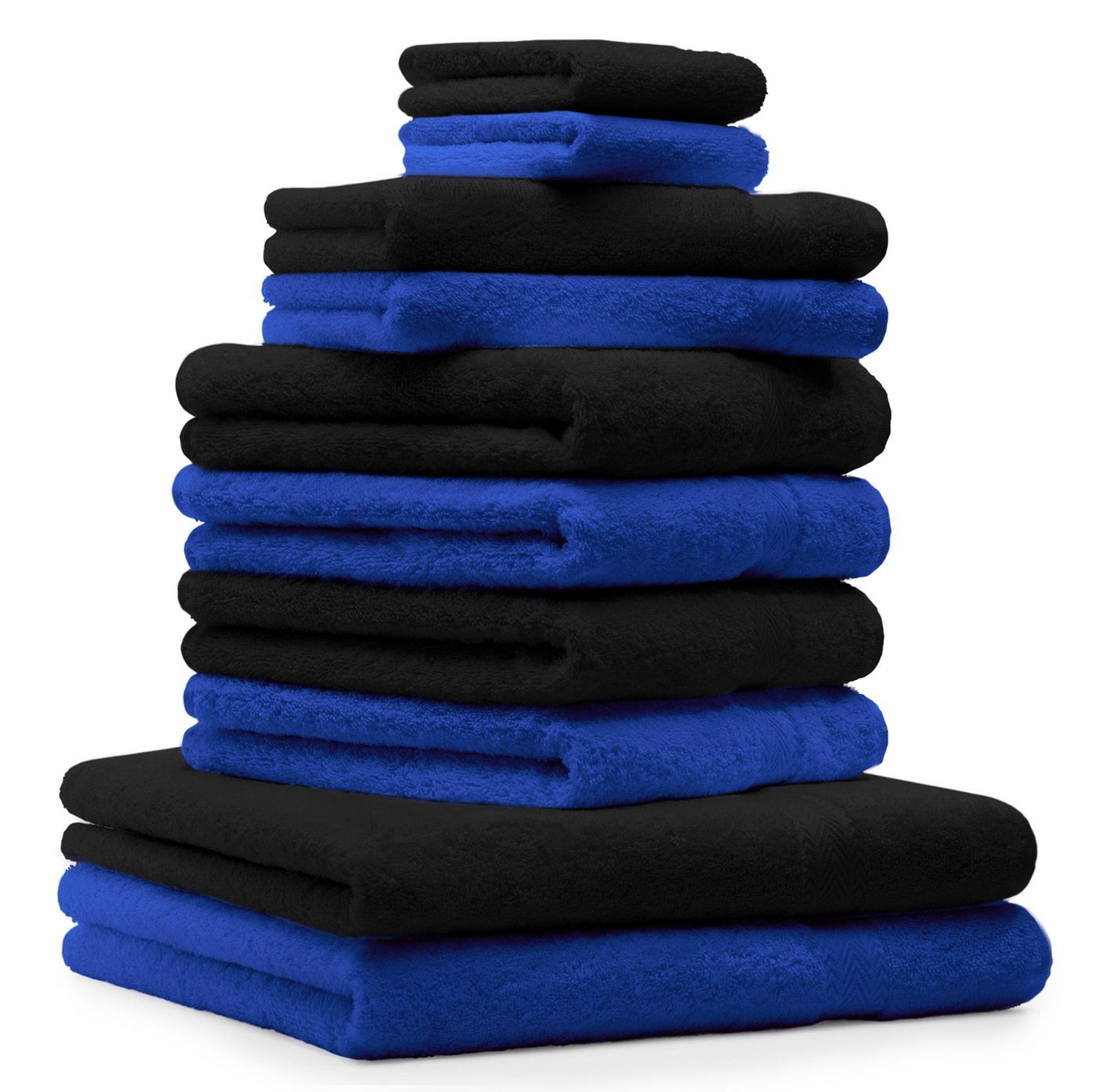 Betz Handtuch Set 10-TLG. Handtuch-Set Classic Farbe royalblau und schwarz, 100% Baumwolle von Betz