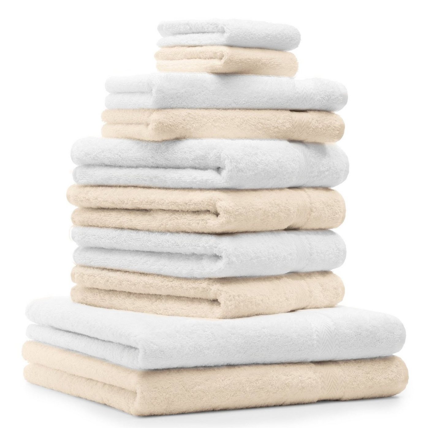 Betz Handtuch Set 10-TLG. Handtuch-Set Classic Farbe beige und weiß, 100% Baumwolle von Betz