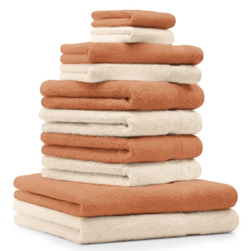 Betz Handtuch Set 10-TLG. Classic Farbe beige und orange, 100% Baumwolle (Set, 10-St) Betz Handtuch Set 10-TLG. Classic Farbe beige und orange, 100% Baumwolle (Set, 10-St) von Betz