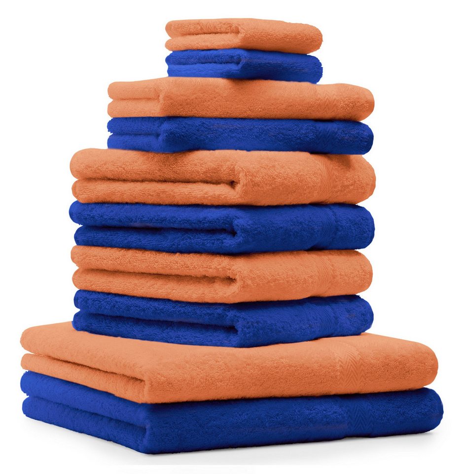 Betz Handtuch Set 10-TLG. Handtuch-Set CLASSIC 100% Baumwolle Fb. royalblau & orange, 100% Baumwolle von Betz