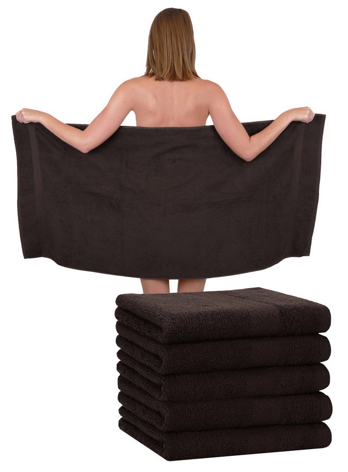 Betz Duschtücher 6 Stück Duschtuch Set Größe 70x140 cm Premium, Baumwolle (Set, 6-St), Farbe Dunkelbraun von Betz
