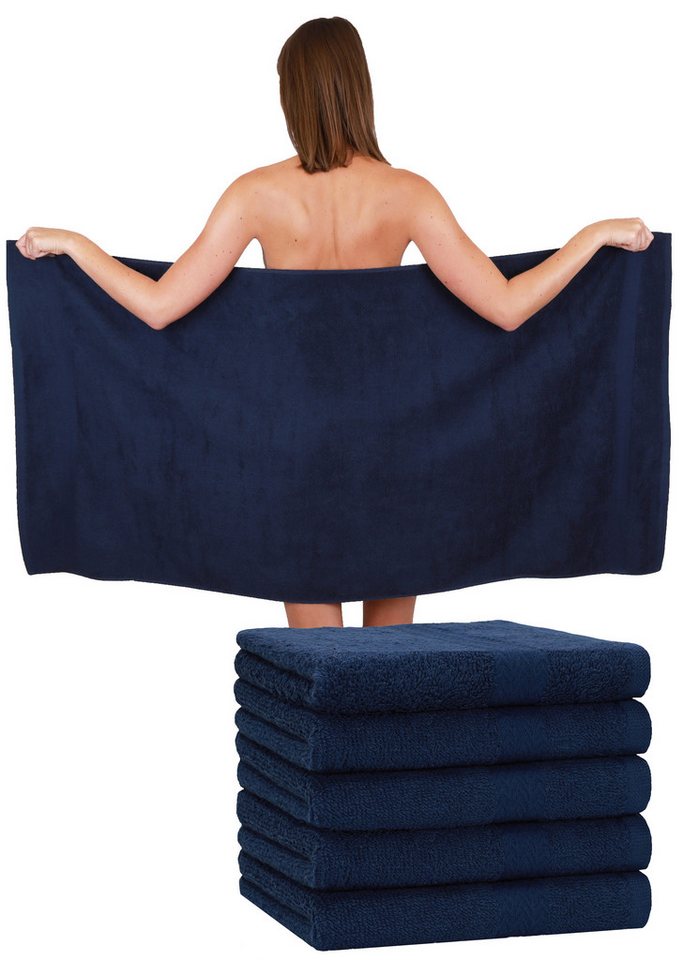 Betz Handtücher 6 Stück Duschtücher Duschtuch Set Größe 70x140 cm Premium, Baumwolle (6-St), Farbe dunkelblau von Betz