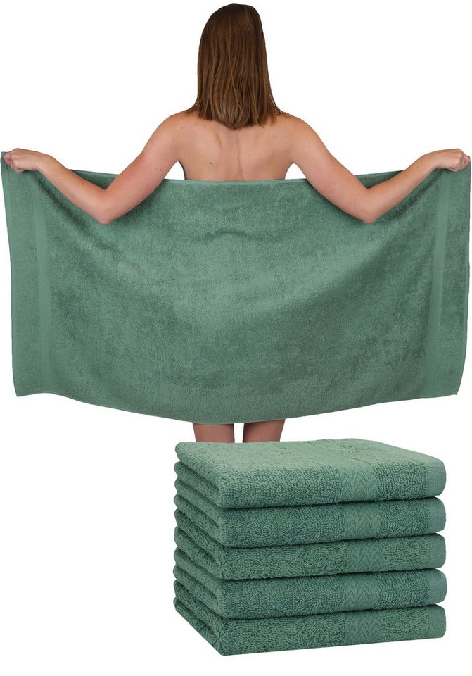 Betz Handtücher 6 Stück Duschtücher Duschtuch Set Größe 70x140 cm Premium, Baumwolle (6-St), Farbe tannengrün von Betz