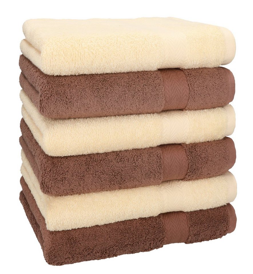 Betz Handtücher 6 Stück Handtücher Größe 50 x 100 cm Premium Handtuch Set 100% Baumwolle Farbe beige/nuss Braun, 100% Baumwolle (6-St) von Betz