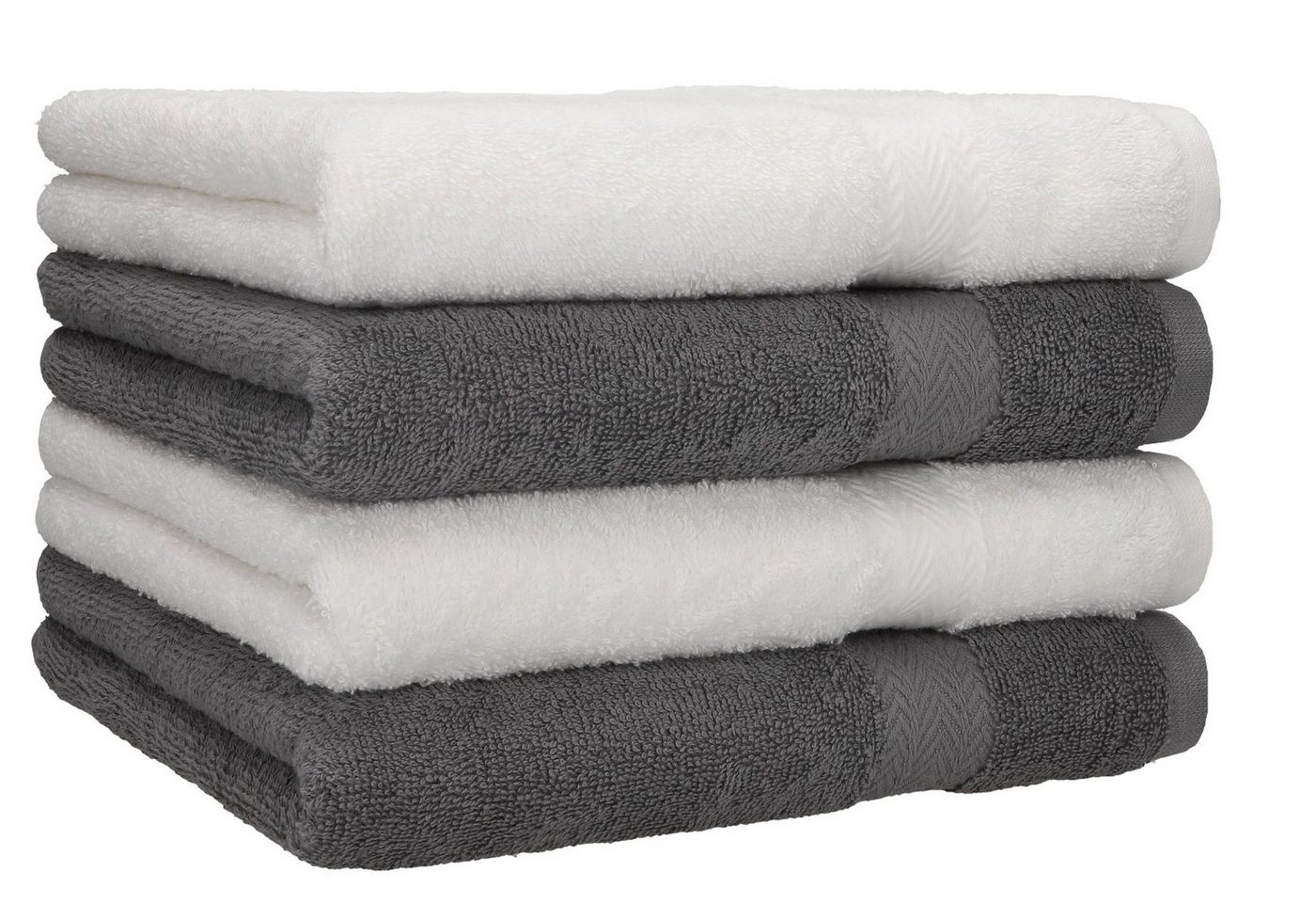 Betz Handtücher »4 Stück Handtücher Premium 100% Baumwolle 4 Handtücher Farbe weiß und anthrazit« von Betz