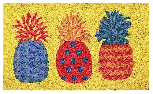 Betz Kokosmatte aus 100% Kokos - Fußmatte - Fußabstreifer –Schmutzfangmatte Muster 3 Ananas Größe 45 cm x 75 cm x 1,5 cm von Betz