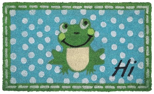 Betz Kokosmatte aus 100% Kokos - Fußmatte - Fußabstreifer –Schmutzfangmatte Muster Frosch Größe 45 cm x 75 cm x 1,5 cm von Betz