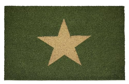 Betz Kokosmatte aus 100% Kokos - Fußmatte - Fußabstreifer –Schmutzfangmatte Muster Stern grün Größe 40 cm x 60 cm x 1,5 cm von Betz