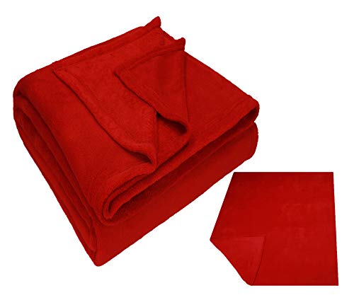 Betz Kuscheldecke Flauschig Sofa Fleecedecke Teddy - Wohndecke XXL Warm Sofadecke Decke Couch Größe 150x200 cm Farbe rot von Betz