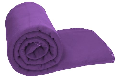 Betz Luxus Maxi Fleecedecke Kuscheldecke Wohndecke Farbe Lila Größe 140x190 cm Qualität 220 g/m² von Betz