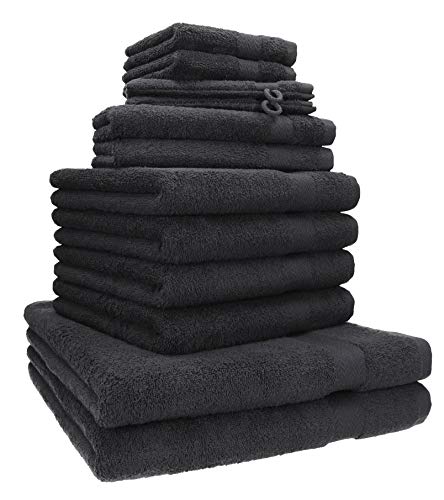 Betz Premium 12er Frottier Handtuch-Set - 2 Liegetücher - 4 Handtücher - 2 Gästetücher - 2 Seiftücher - 2 Waschhandschuhe - Graphit von Betz