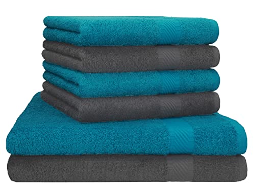 Betz 6er Handtuch Set Palermo 2 Stück Duschtücher 70x140 cm 4 Stück Handtücher 50x100 cm Liegetuch Saunatuch - anthrazit - Petrol Betz 6er Handtuch Set Palermo 2 Stück Duschtücher 70x140 cm 4 Stück Handtücher 50x100 cm Liegetuch Saunatuch - anthrazit - Petrol von Betz