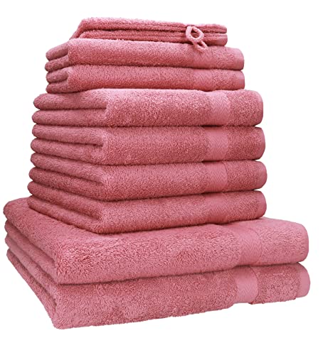 Betz 10-TLG. Handtuch-Set Premium 100% Baumwolle 2 Duschtücher 4 Handtücher 2 Gästetücher 2 Waschhandschuhe Farbe Altrosa von Betz