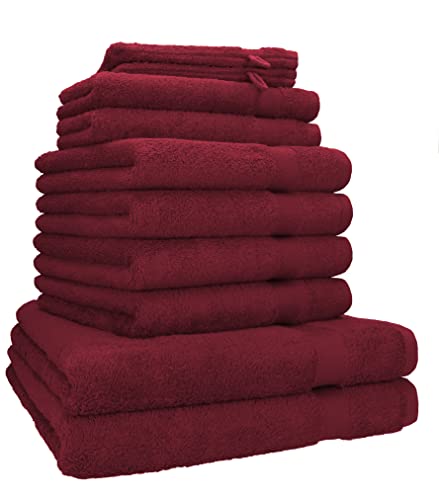 Betz Premium 10er Handtuch-Set - 2X Liegetücher - 4X Handtücher - 2X Gästetücher - 2X Waschhandschuhe - dunkelrot von Betz