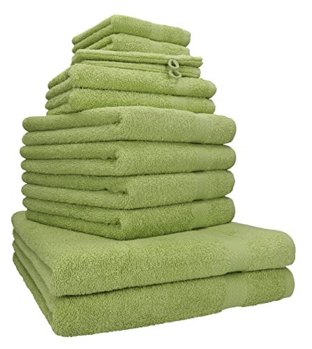 Betz Premium 12er Frottier Handtuch-Set - 2 Liegetücher - 4 Handtücher - 2 Gästetücher - 2 Seiftücher - 2 Waschhandschuhe - avocadogrün von Betz