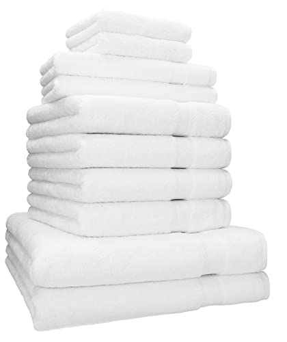 Betz Premium Classic Frottier Handtuch-Set 10-teilig - 2X Liegetücher - 4X Handtücher - 2X Gästetücher - 2X Seiftücher - weiß von Betz