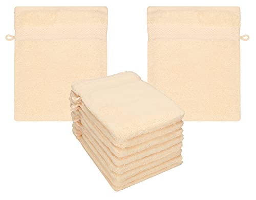 Betz Premium Waschandschuhe 10-teilig - Frottee Waschlappen Gesicht reinigen - aus 100% Baumwolle - Babywaschhandschuh - beige Betz Premium Waschandschuhe 10-teilig - Frottee Waschlappen Gesicht reinigen - aus 100% Baumwolle - Babywaschhandschuh - beige von Betz