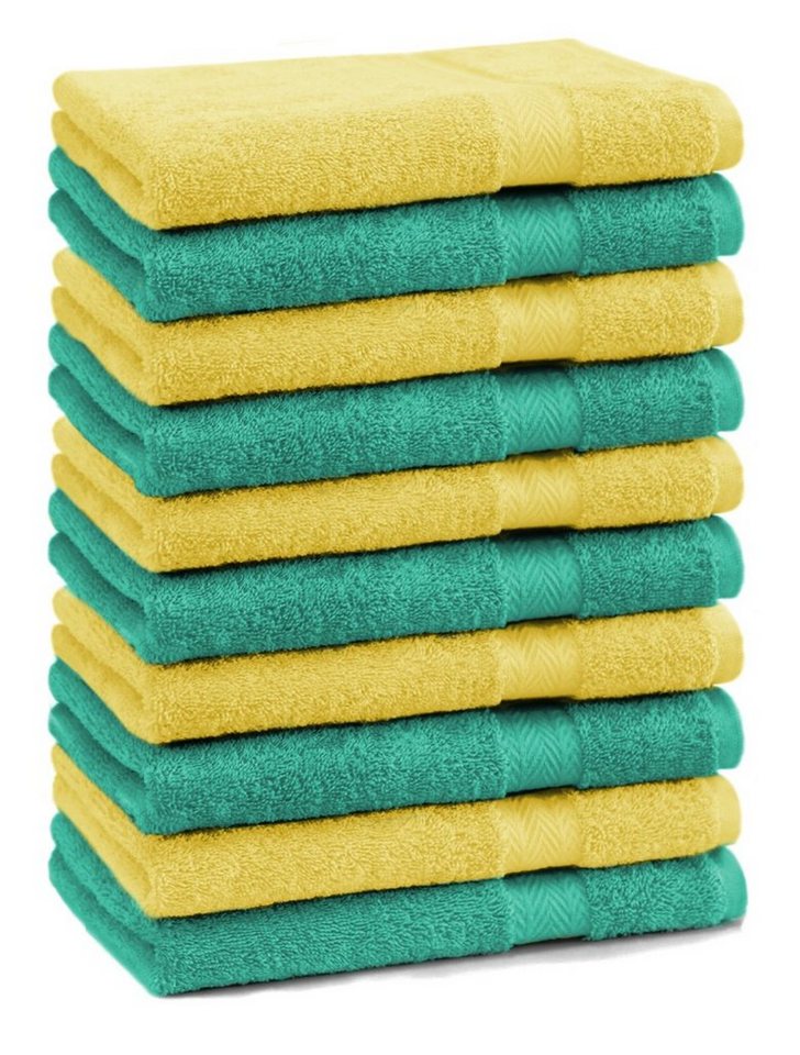 Betz Seiftuch »10 Stück Seiftücher Premium 100% Baumwolle smaragdgrün und gelb« von Betz
