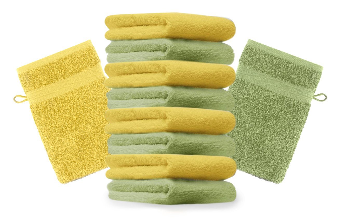 Betz Waschhandschuh »10 Stück Waschhandschuhe Premium 100% Baumwolle Waschlappen Set 16x21 cm Farbe apfelgrün und gelb« (10-tlg) von Betz