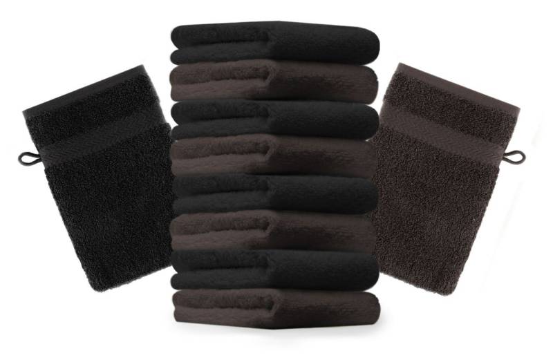 Betz Waschhandschuh 10 Stück Premium 16x21 cm Farbe dunkelbraun und schwarz, (10-St) von Betz